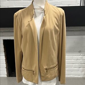 Chico's Camel Blazer with Zipper Pockets